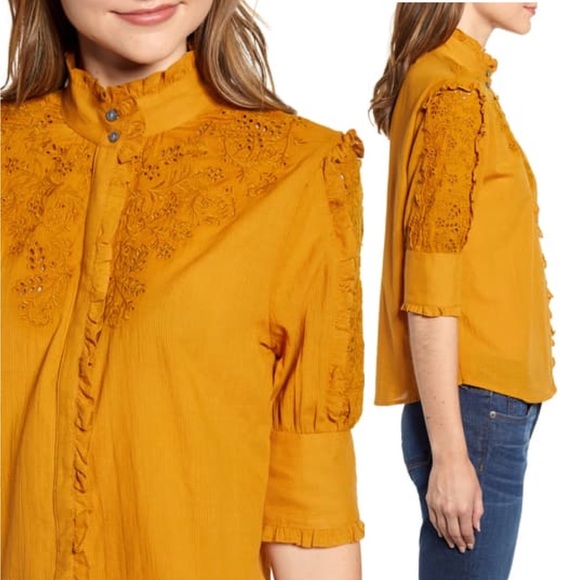Nwt Jcrew Mock Neck Embroidered Blouse 
